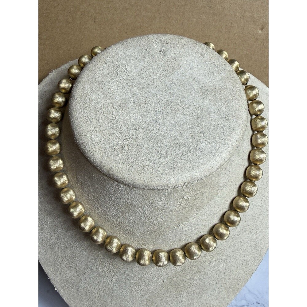 Vintage Napier Brushed Gold Tone Beaded Choker Necklace Mid Century Jewelry USA